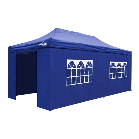 Sealey | Dellonda Premium 3x6m Pop-Up Gazebo & Side Walls, PVC Coated, Water Resistant Fabric with Carry Bag, Rope, Stakes & Weight Bags - Blue Canopy - DG173 - DG173