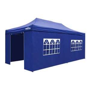 Sealey | Dellonda Premium 3x6m Pop-Up Gazebo & Side Walls, PVC Coated, Water Resistant Fabric with Carry Bag, Rope, Stakes & Weight Bags - Blue Canopy - DG173 - DG173