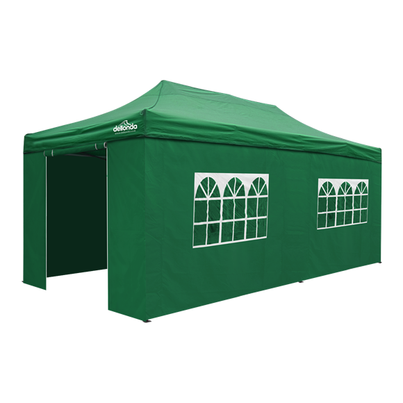 Sealey | Dellonda Premium 3x6m Pop-Up Gazebo & Side Walls, PVC Coated, Water Resistant Fabric with Carry Bag, Rope, Stakes & Weight Bags - Green - DG174