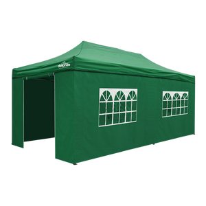 Sealey | Dellonda Premium 3x6m Pop-Up Gazebo & Side Walls, PVC Coated, Water Resistant Fabric with Carry Bag, Rope, Stakes & Weight Bags - Green - DG174