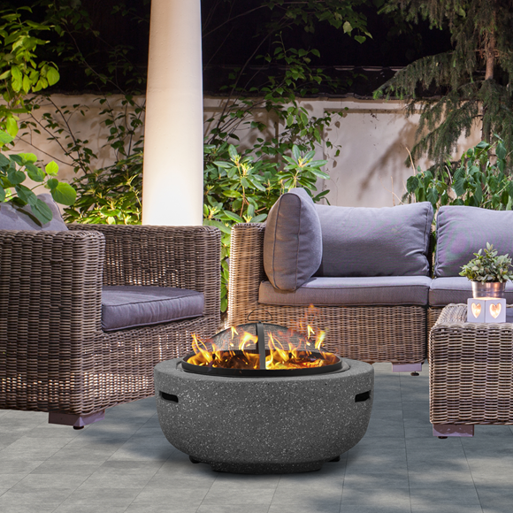 Sealey | Dellonda Round MgO Fire Pit with BBQ Grill, Ø60cm, Safety Mesh Screen - Dark Grey - DG189