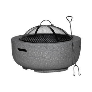 Sealey | Dellonda Round MgO Fire Pit with BBQ Grill, Ø60cm, Safety Mesh Screen - Dark Grey - DG189