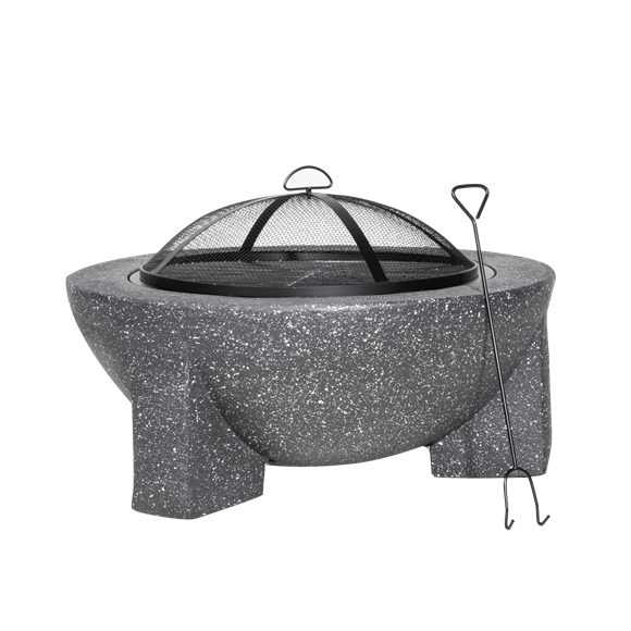 Sealey | Dellonda Round MgO Fire Pit with BBQ Grill, Ø75cm, Safety Mesh Screen - Dark Grey - DG191