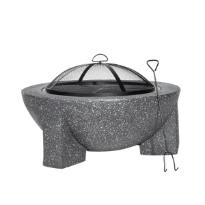 Sealey | Dellonda Round MgO Fire Pit with BBQ Grill, Ø75cm, Safety Mesh Screen - Dark Grey - DG191