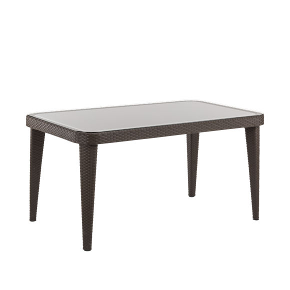 Sealey | Dellonda Weather-Resistant Polypropylene/Fibreglass Dining Tables with Tempered Glass Top 150 x 90 x 76cm - Dark Brown - DG206