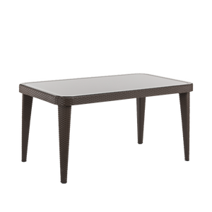 Sealey | Dellonda Weather-Resistant Polypropylene/Fibreglass Dining Tables with Tempered Glass Top 150 x 90 x 76cm - Dark Brown - DG206