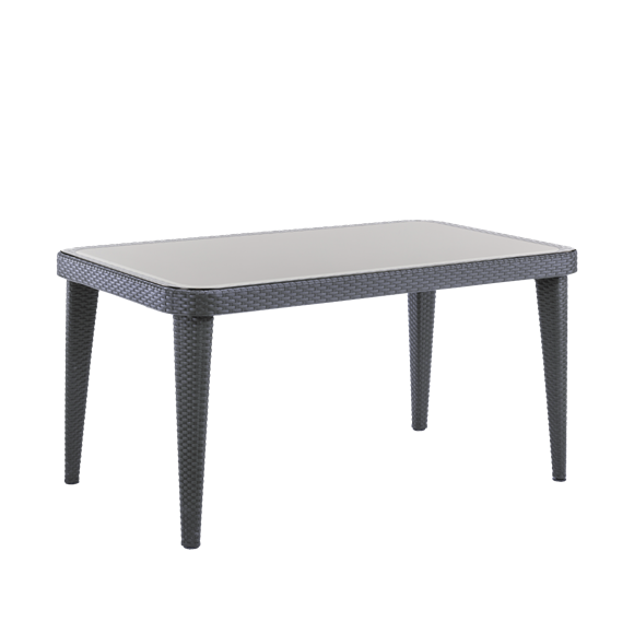 Sealey | Dellonda Weather-Resistant Polypropylene/Fibreglass Dining Tables with Tempered Glass Top 150 x 90 x 76cm - Anthracite - DG209