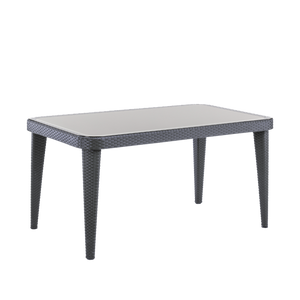 Sealey | Dellonda Weather-Resistant Polypropylene/Fibreglass Dining Tables with Tempered Glass Top 150 x 90 x 76cm - Anthracite - DG209