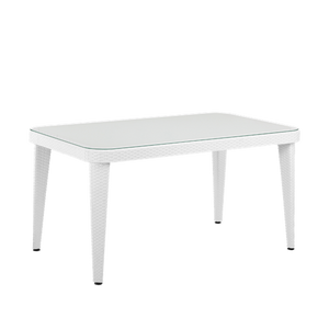 Sealey | Dellonda Weather-Resistant Polypropylene/Fibreglass Dining Tables with Tempered Glass Top 150 x 90 x 76cm - Ivory White - DG210