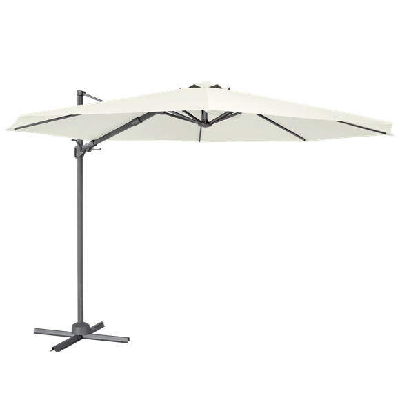 Sealey | Dellonda Cantilever Parasol with 360° Rotation, Tilt & Cover 3m - Cream - DG268