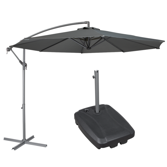 Sealey | Dellonda Banana Parasol with Cover & Base 3m - Grey - DG270