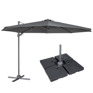 Sealey | Dellonda Cantilever Parasol with 360° Rotation, Tilt, Cover & Base 3m - Grey - DG272