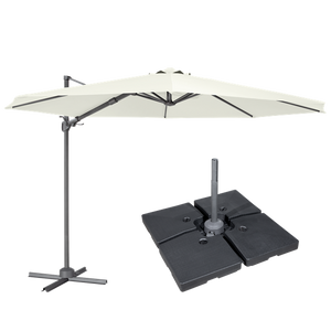 Sealey | Dellonda Cantilever Parasol with 360° Rotation, Tilt, Cover & Base 3m - Cream - DG273