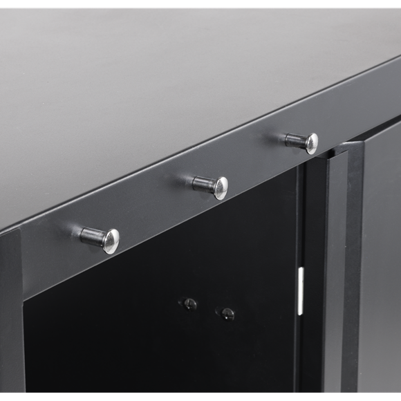 Dellonda BBQ/Plancha Workstation Trolley with Cupboard, Extension Table & Utensil Hooks, Black - SE-DG282