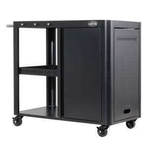 Dellonda BBQ/Plancha Workstation Trolley with Cupboard, Extension Table & Utensil Hooks, Black - SE-DG282