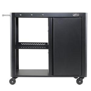 Dellonda BBQ/Plancha Workstation Trolley with Cupboard, Extension Table & Utensil Hooks, Black - SE-DG282