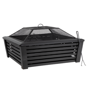 Sealey | Dellonda 35" Square Outdoor Fire Pit, Black - DG43