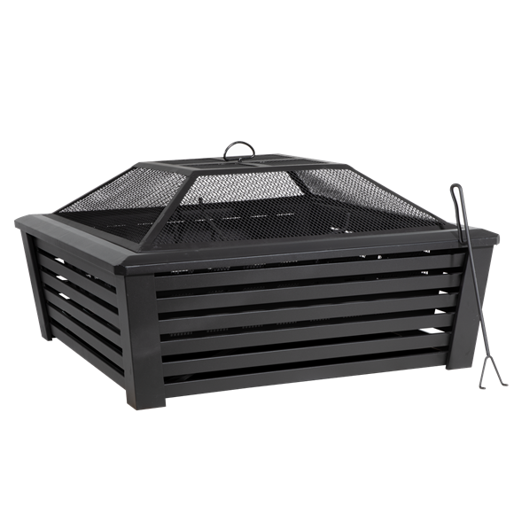 Sealey Dellonda 35" Square Outdoor Fire Pit, Black DG43