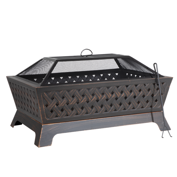 Sealey | Dellonda 35" Rectangular Outdoor Fire Pit, Antique Bronze Effect - DG44