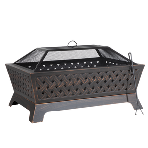 Sealey | Dellonda 35" Rectangular Outdoor Fire Pit, Antique Bronze Effect - DG44