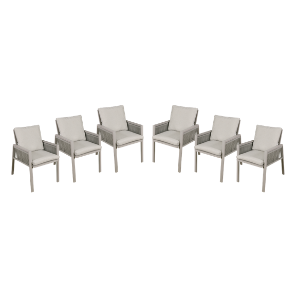 Sealey | Dellonda Fusion Garden/Patio Dining Chairs with Armrests 6pc - Light Grey - DG49