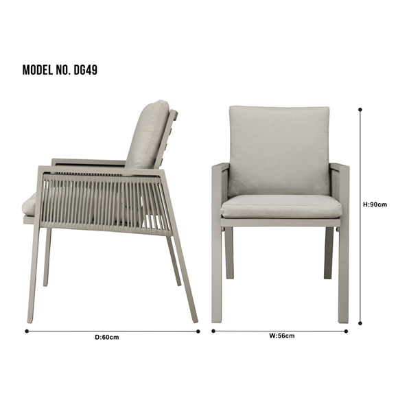 Sealey | Dellonda Fusion Garden/Patio Dining Chairs with Armrests 4pc - Light Grey - DG50