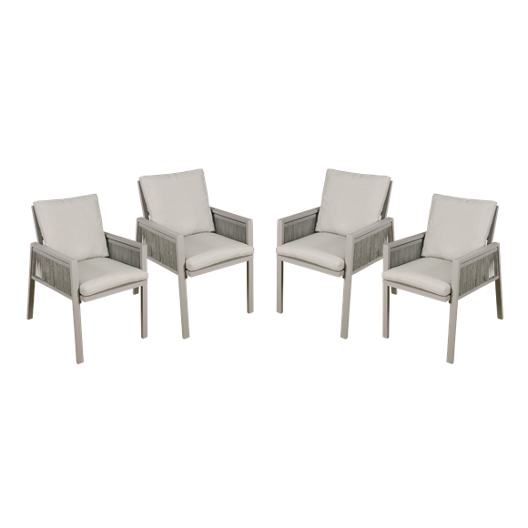 Sealey | Dellonda Fusion Garden/Patio Dining Chairs with Armrests 4pc - Light Grey - DG50