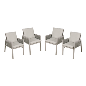 Sealey | Dellonda Fusion Garden/Patio Dining Chairs with Armrests 4pc - Light Grey - DG50