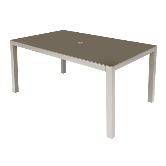 Sealey | Dellonda Fusion Aluminium Garden Dining Table with Tempered Glass & Parasol Hole - Light Grey - DG51