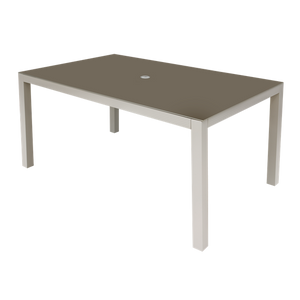 Sealey | Dellonda Fusion Aluminium Garden Dining Table with Tempered Glass & Parasol Hole - Light Grey - DG51