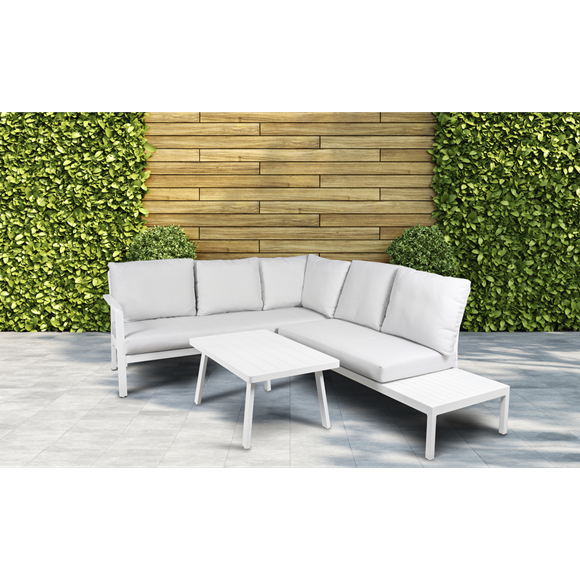 Sealey | Dellonda Kyoto Aluminium Outdoor Corner Sofa & Coffee Table Set 3pc - DG53