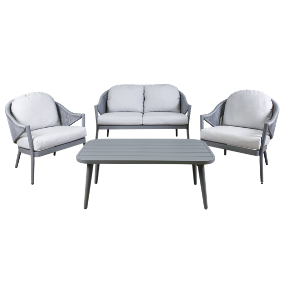 Sealey | Dellonda Echo Aluminium Outdoor Sofa, Chair & Coffee Table Set 4pc - DG59