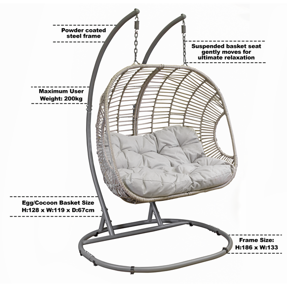 Sealey | Dellonda Double Swinging Egg Chair with Cushion - DG61