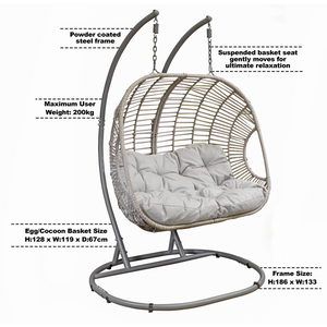 Sealey | Dellonda Double Swinging Egg Chair with Cushion - DG61