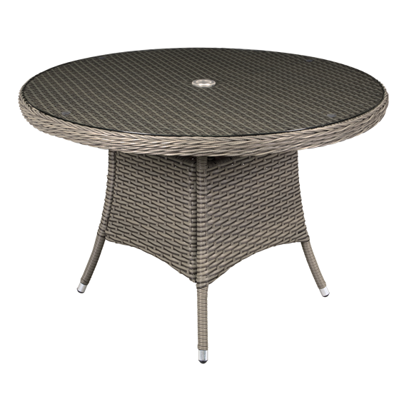 Sealey | Dellonda Chester Rattan Wicker Round Outdoor Dining Table with Tempered Glass Top - DG66