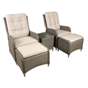 Sealey | Dellonda Chester Rattan Wicker Outdoor Recliner Loungers & Table Set 5pc - DG68