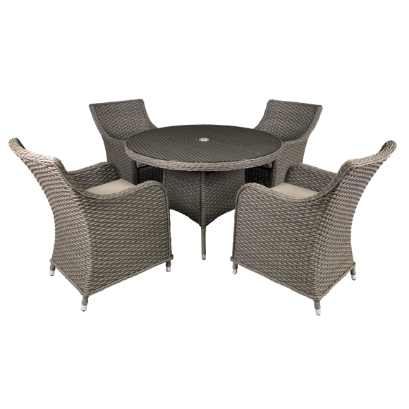 Sealey | Dellonda Chester Rattan Wicker Outdoor Dining Set with Tempered Glass Tabletop 5pc - DG84