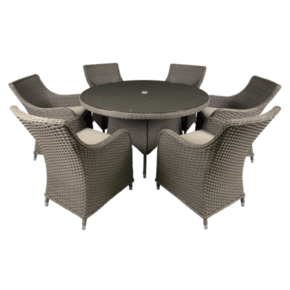 Sealey | Dellonda Chester Rattan Wicker Outdoor Dining Set with Tempered Glass Tabletop 7pc - DG85