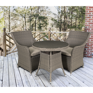 Sealey | Dellonda Chester Rattan Wicker Outdoor Dining Set with Tempered Glass Tabletop 3pc - DG86