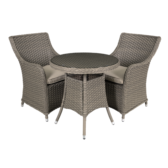 Sealey | Dellonda Chester Rattan Wicker Outdoor Dining Set with Tempered Glass Tabletop 3pc - DG86