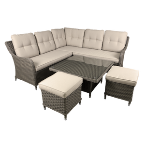 Sealey | Dellonda Chester Rattan Wicker Outdoor 5-Seater Corner Sofa, Adjustable Table & Footstools Set 5pc - DG89