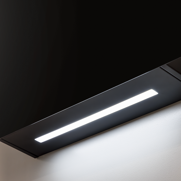 Baridi Angled Chimney Cooker Hood with Touch Controls & Carbon Filters 60cm - Black Glass - SE-DH105