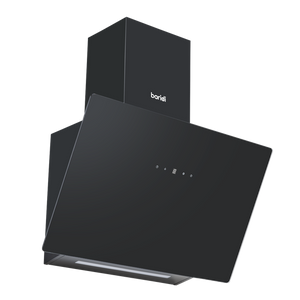 Baridi Angled Chimney Cooker Hood with Touch Controls & Carbon Filters 60cm - Black Glass - SE-DH105