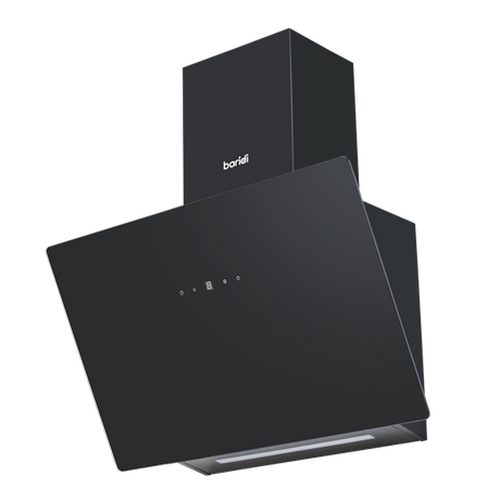 Baridi Angled Chimney Cooker Hood with Touch Controls & Carbon Filters 60cm - Black Glass - SE-DH105