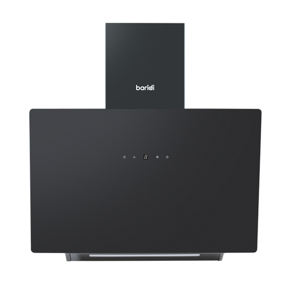 Baridi Angled Chimney Cooker Hood with Touch Controls & Carbon Filters 60cm - Black Glass - SE-DH105