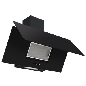 Baridi Angled Chimney Cooker Hood with Carbon Filters & LED Lamp 90cm, Energy Class A - Black Glass - SE-DH106