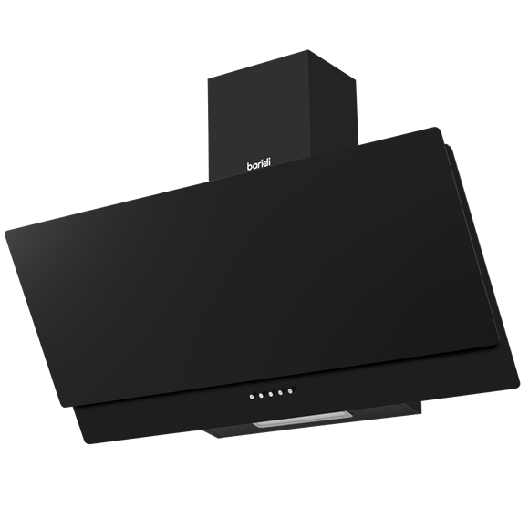Baridi Angled Chimney Cooker Hood with Carbon Filters & LED Lamp 90cm, Energy Class A - Black Glass - SE-DH106