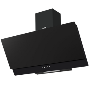 Baridi Angled Chimney Cooker Hood with Carbon Filters & LED Lamp 90cm, Energy Class A - Black Glass - SE-DH106