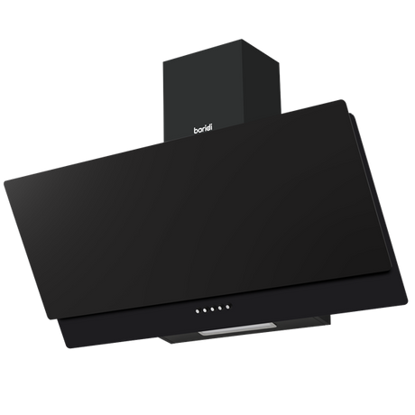 Baridi Angled Chimney Cooker Hood with Carbon Filters & LED Lamp 90cm, Energy Class A - Black Glass - SE-DH106