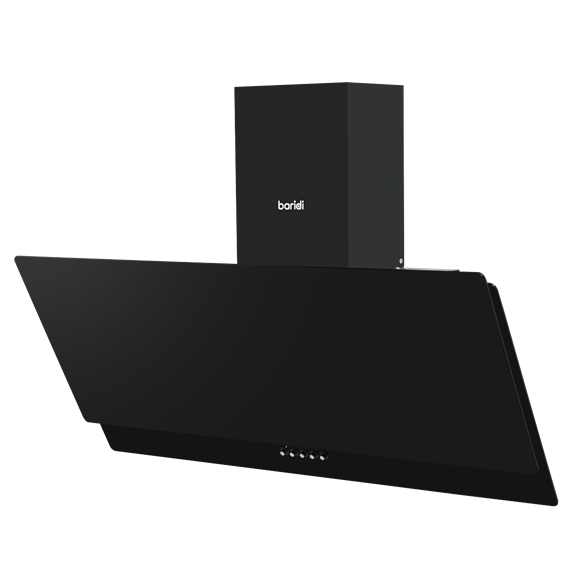 Baridi Angled Chimney Cooker Hood with Carbon Filters & LED Lamp 90cm, Energy Class A - Black Glass - SE-DH106